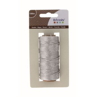 Pelote ficelle jute argentée brillante 0,5mmx100m