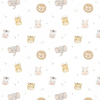 Tissu Impermeable Animaux Jungle Mini Blanc, coupon 1m x laize (155cm)