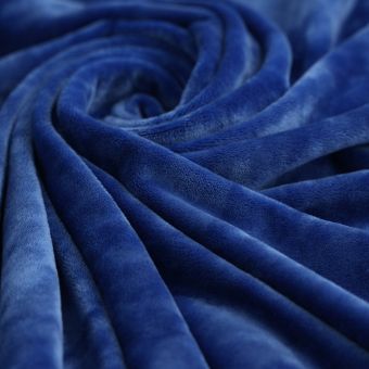 Tissu velours éponge polyester élasthanne Cocoon uni bleu