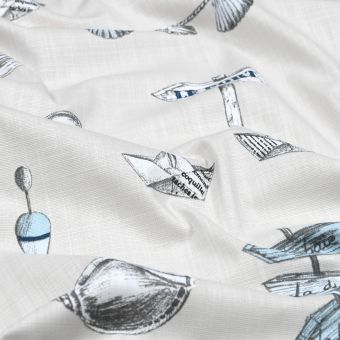 Tissu bachette slub enduite petit bateau naturel