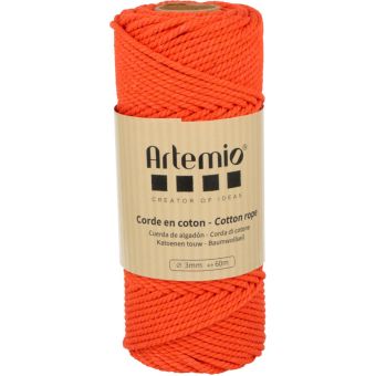 Pelote corde macramé coton torsadée orange 250g 3mmx60m