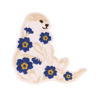 Lot de 3 écussons animaux fleuris loutre 50x48mm