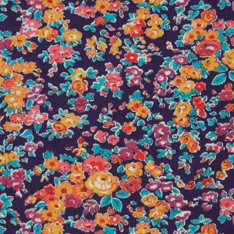 Tissu Liberty fleurs fond bleu