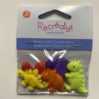 Sachet boutons thème dinosaures multicolore