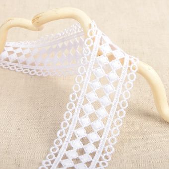 Ruban guipure géométrique blanc 42mm