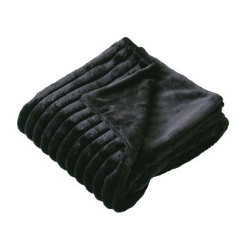 Plaid côtelé noir effet fourrure Matisse 180x220cm - 180x220cm - Noir