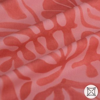 Tissu maillot de bain coquillage feuille corail rose