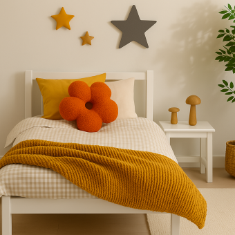 Coussin forme fleur orange 40 cm