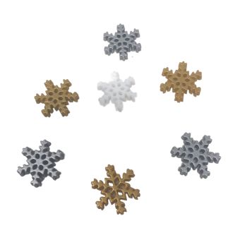 Lot de 15 Boutons Noël Flocons de Neige à Coller ou à Coudre 18mm