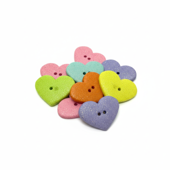 Sachet boutons fantaisie cœurs multicolores pailletés