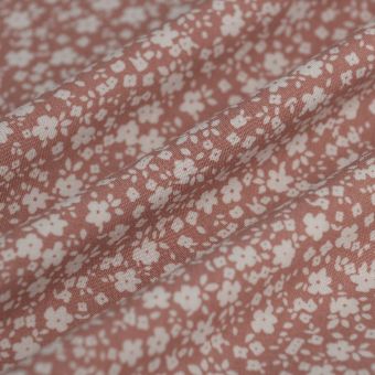 Tissu popeline viscose fleur blanc rose