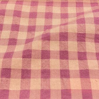 Tissu seersucker vichy nude et orchidée 7mm recyclé