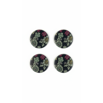 Lot de 4 boutons marguerites 18 mm noir et bordeaux