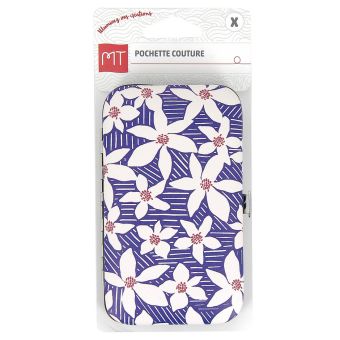 Pochette couture bleue fleurs