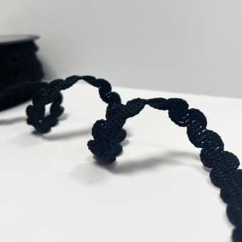 Galon serpentine coton noir 12 mm