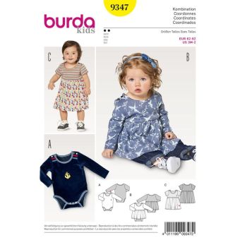 Patron Burda Kids 9347 Ensemble enfant de 3 mois à 2 ans