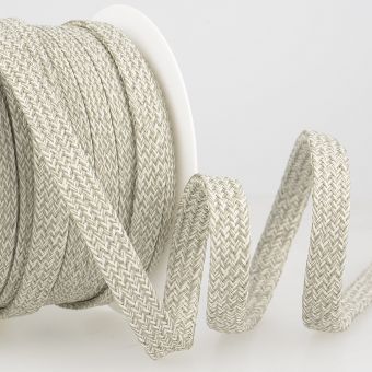Cordon tressé plat chiné gris clair 12mm