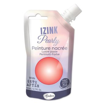Peinture textile 3D nacrée izink pearly corail - coral crush 80 ml