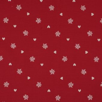 Tissu jacquard Stella Quore cœurs rouge 