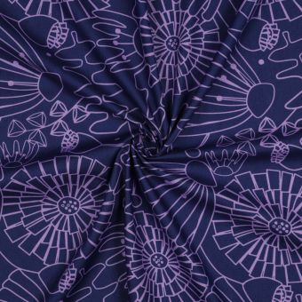 Tissu popeline coton Eden violet et bleu - Nerida Hansen