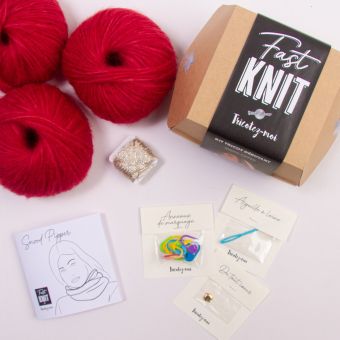 Kit DIY tricot - Fast Knit snood Pipper rouge platine sans aiguilles