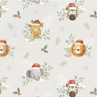 Tissu French Terry Noel Animaux de la Savane, coupon 1m x laize (145cm)