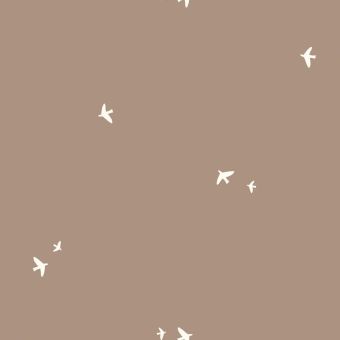 Tissu jersey coton extensible oiseau écru beige