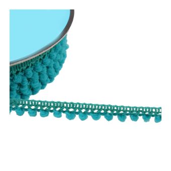 Bobine 25m galon petits pompons bleu canard 10mm