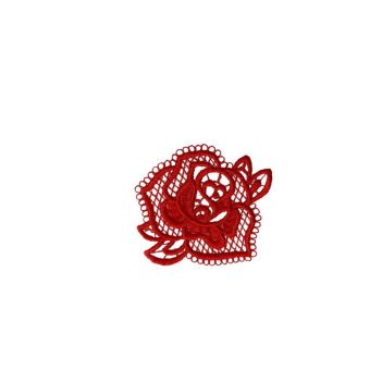 Lot de 3 écussons thermocollants en dentelle 3,5cm x3,5cm rose rouge
