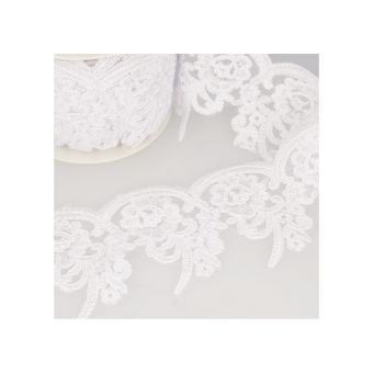 Bobine 13,5m Broderie brillante Blanc 115 mm