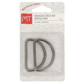 Boucle demi anneau en métal 40 mm 2 pcs nickel mat