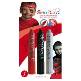 Grim'Tout - Crayons maquillage sans parabène 3 sticks Pirate/Vampire