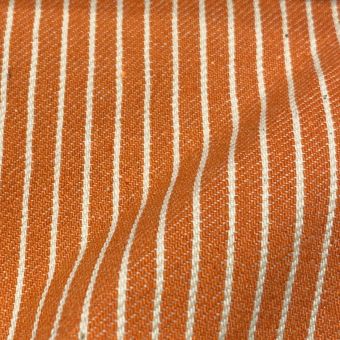 Toile denim polycoton bio recyclée rayures orange - Origine France