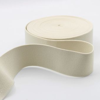 Ruban elastique ecru fil lurex argente 38 mm