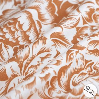 Tissu cretonne enduite Sienne terracotta