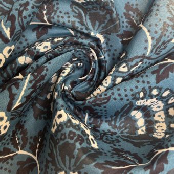 Tissu voile de coton Indien indigo