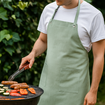 Tablier barbecue vert avec oeillets 70x85cm