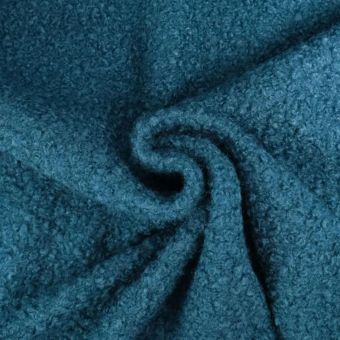 Tissu Lainage Bouclette Bleu Pétrole