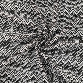Maille jacquard imprimée vague zig zag seventies noir
