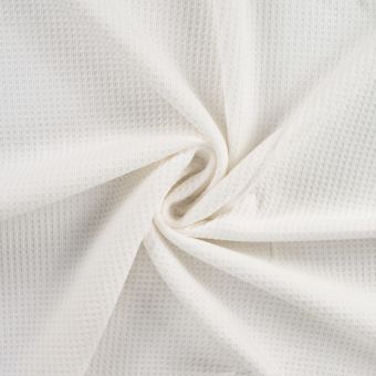 Tissu éponge nid d'abeille verso bouclette uni blanc