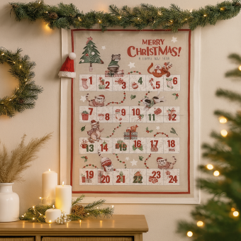 Panneau calendrier de l'avent chats beige