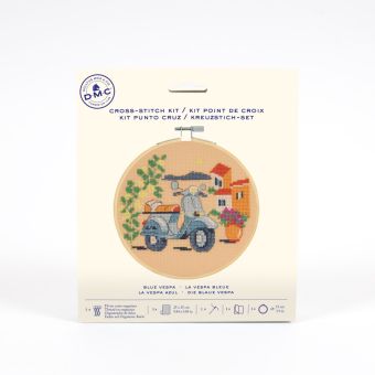 Kit point de croix la vespa bleue DMC
