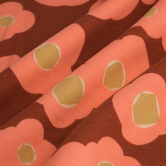 Tissu molleton fleur arrondies roses