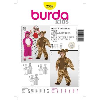 Patron Burda 2502 - déguisement enfant chien panthère tigre