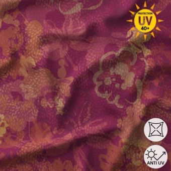 Maillot jersey maillot bain anti-UV imprimée fleuri violet et orange