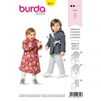 Patron Burda 9311 Veste à capuche et pantalon de 3 mois à 3 ans