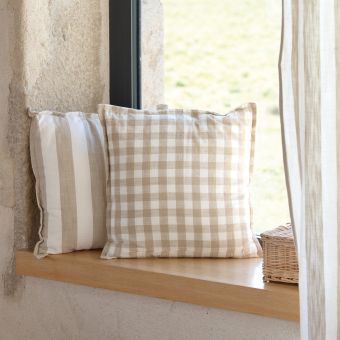 Housse de coussin 100% coton rayures et vichy LOURMARIN