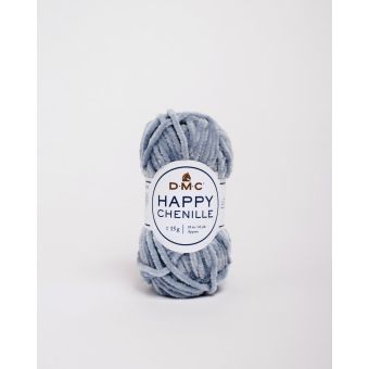 Pelote de fil à tricoter Happy Chenille bleu gris n°18 - DMC