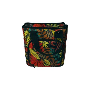 Sac tricot 23x26x14cm feuilles rouge jungle