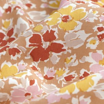 Tissu popeline viscose Ecovero fleurs multico jaune